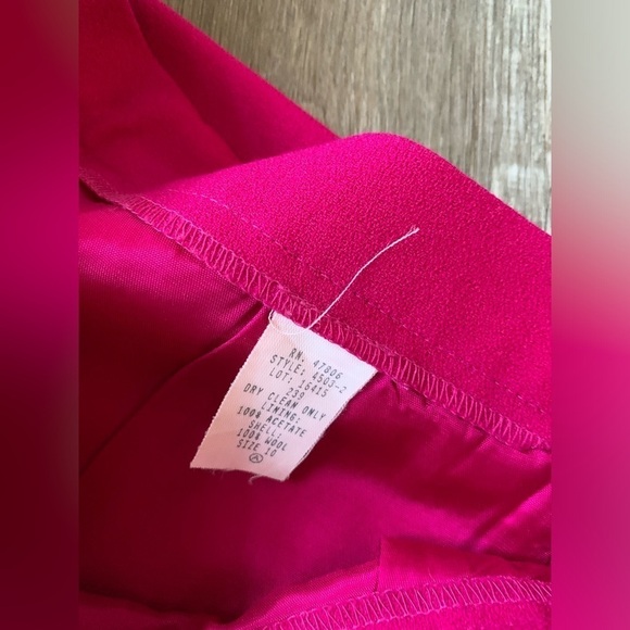 VTG Oleg Cassini Blazer Suit Wool Set Skirt Magenta Fuschia Pink Size 10 S M - Picture 12 of 14